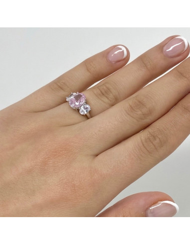 ANILLO DE PLATA TRILOGY ROSA Y BLANCO
