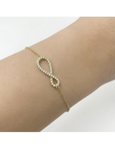 PULSERA EN PLATA DORADA CIRCONITAS INFINITO