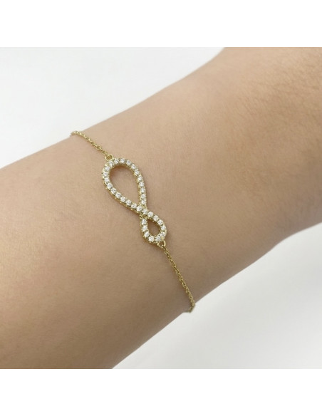 PULSERA EN PLATA DORADA CIRCONITAS INFINITO