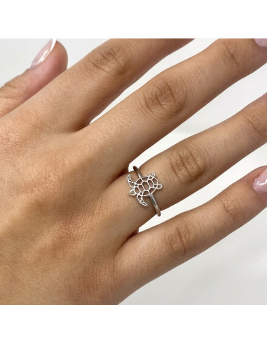 ANILLO EN PLATA CON FORMA DE TORTUGA CALADA