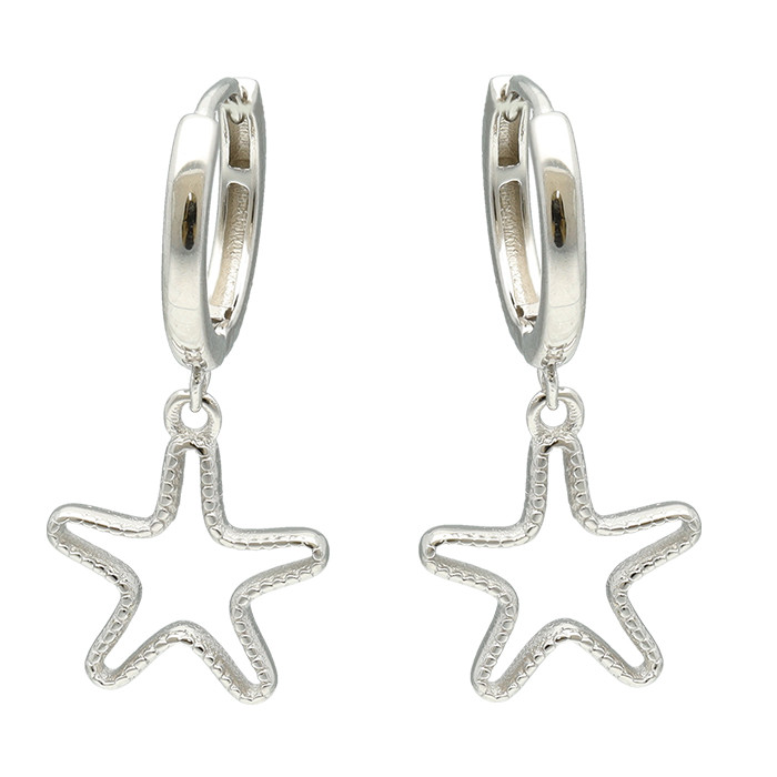 PENDIENTES PLATA LARGOS ESTRELLA CALADA