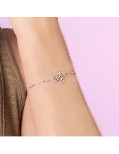 PULSERA EN PLATA FORMA DE TORTUGA CALADA