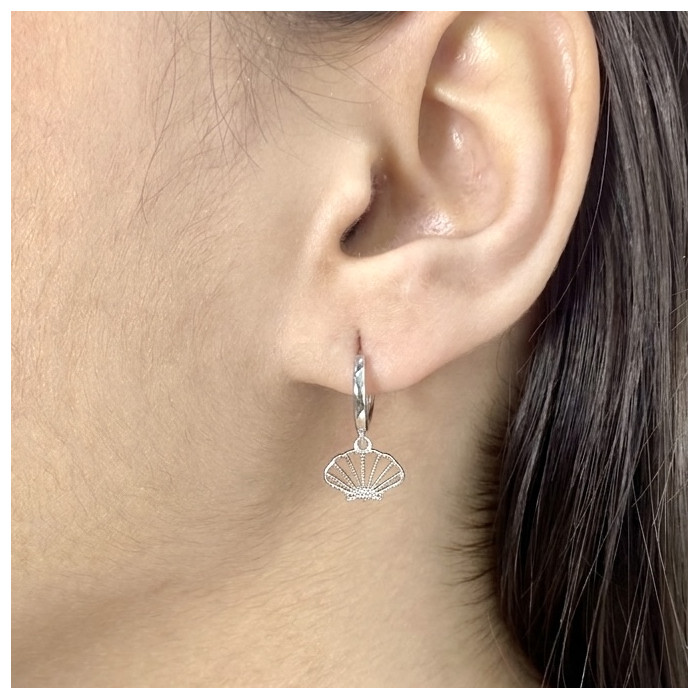 PENDIENTES PLATA LARGOS CONCHA CALADA 2