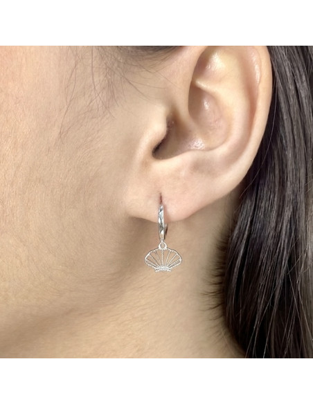 PENDIENTES PLATA LARGOS CONCHA CALADA
