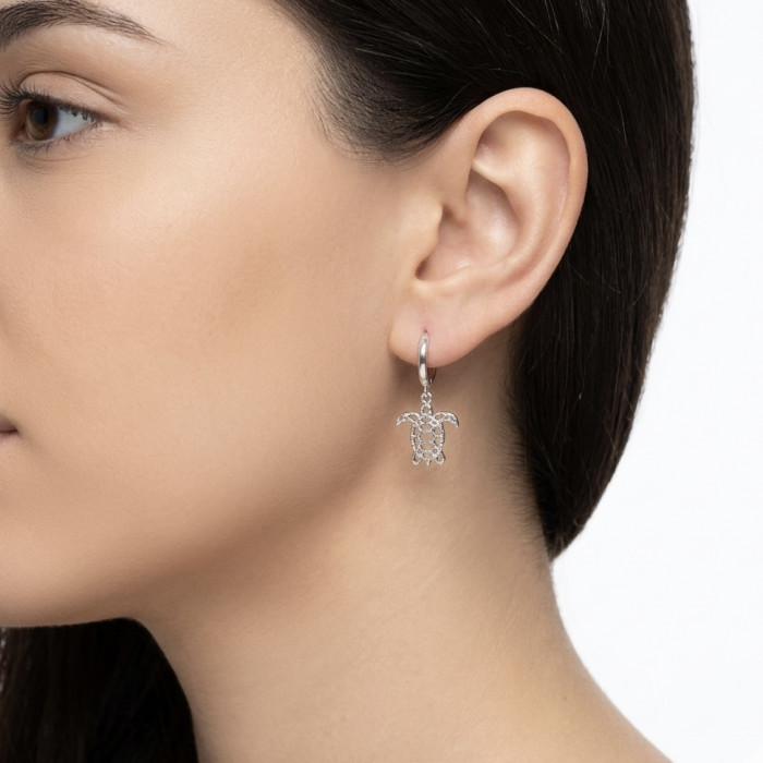 PENDIENTES PLATA LARGOS TORTUGA CALADA 2