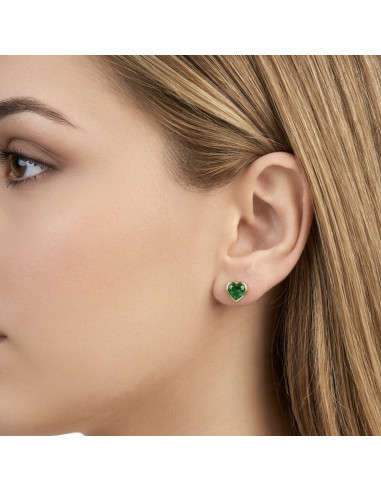 PENDIENTES PLATA CIRCONITA VERDE CORAZON