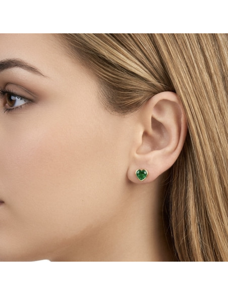 PENDIENTES PLATA CIRCONITA VERDE CORAZON