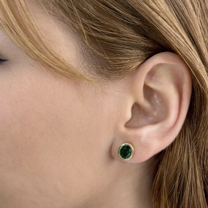 PENDIENTES EN PLATA OVALES CON CIRCONITA VERDE 2