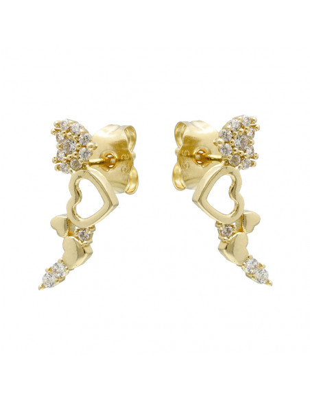 PENDIENTES EN ORO DE 9 QUILATES ESCALADOR CORAZONES COMBINADOS