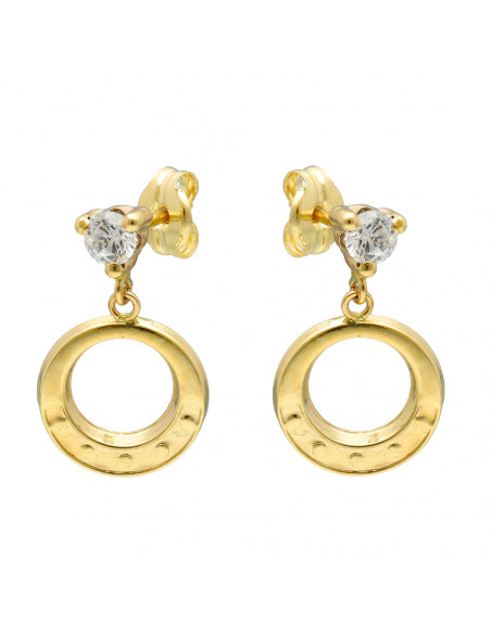PENDIENTES EN ORO DE 9 QUILATES LARGOS CIRCONITA ARO CALADO