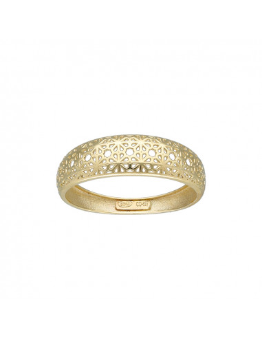 ANILLO EN ORO AMARILLO DE 9 QUILATES BANDA MARGARITAS CALADAS