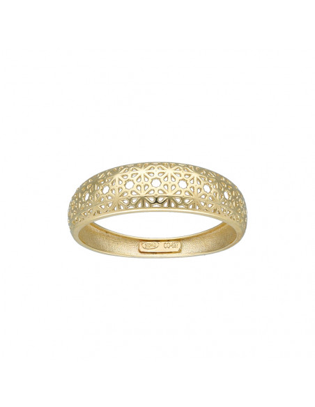 ANILLO EN ORO AMARILLO DE 9 QUILATES BANDA MARGARITAS CALADAS