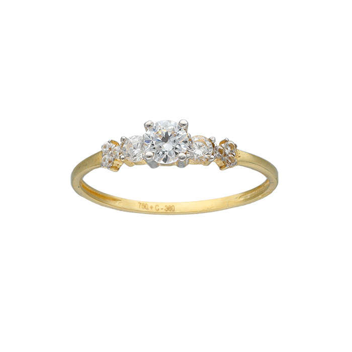 ANILLO EN ORO AMARILLO DE 18 QUILATES 5 CIRCONITAS EN GARRA DISMINUCIÓN
