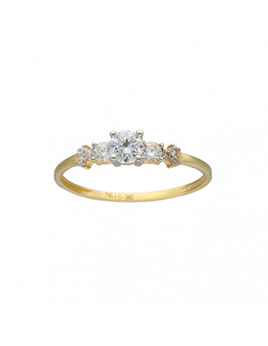 ANILLO EN ORO AMARILLO DE 18 QUILATES 5 CIRCONITAS EN GARRA DISMINUCIÓN
