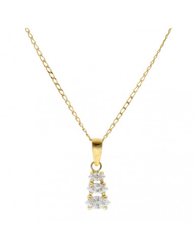GARGANTILLA EN ORO AMARILLO DE 18 QUILATES TRIPLE CIRCONITA MARQUISE