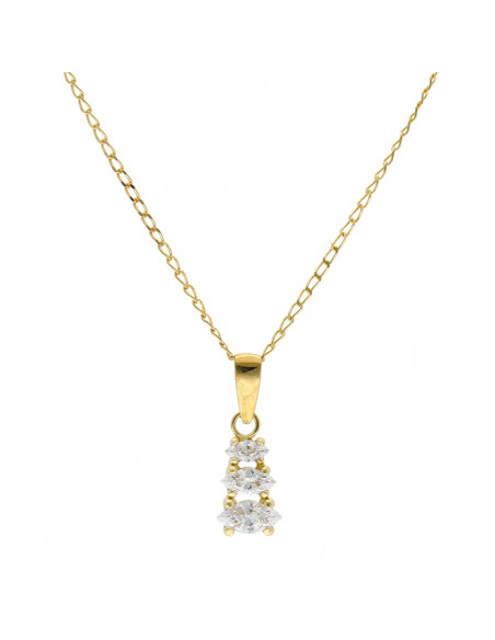 GARGANTILLA EN ORO AMARILLO DE 18 QUILATES TRIPLE CIRCONITA MARQUISE