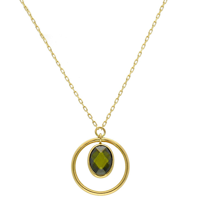 GARGANTILLA EN ORO AMARILLO DE 18 QUILATES ARO EN ORO PIEDRA VERDE TALLADA