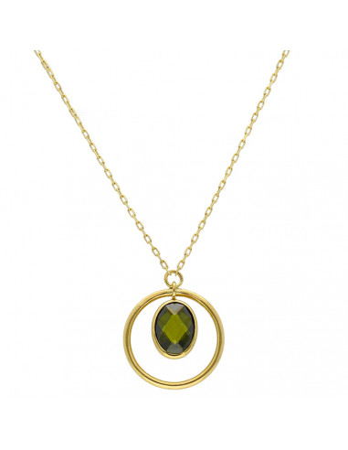 GARGANTILLA EN ORO AMARILLO DE 18 QUILATES ARO EN ORO PIEDRA VERDE TALLADA
