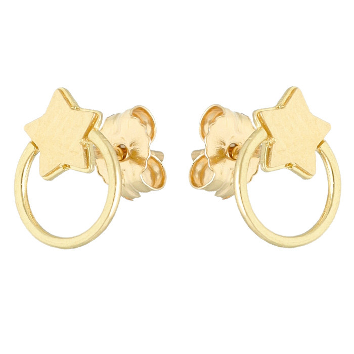 PENDIENTES EN ORO AMARILLO DE 9 QUILATES ARO CALADO ESTRELLA 5 PUNTAS