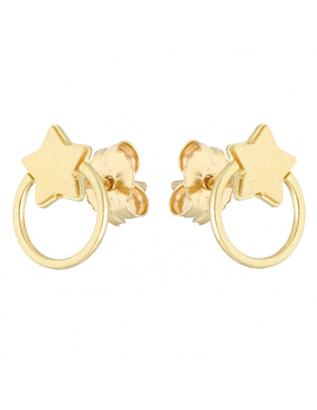 PENDIENTES EN ORO AMARILLO DE 9 QUILATES ARO CALADO ESTRELLA 5 PUNTAS