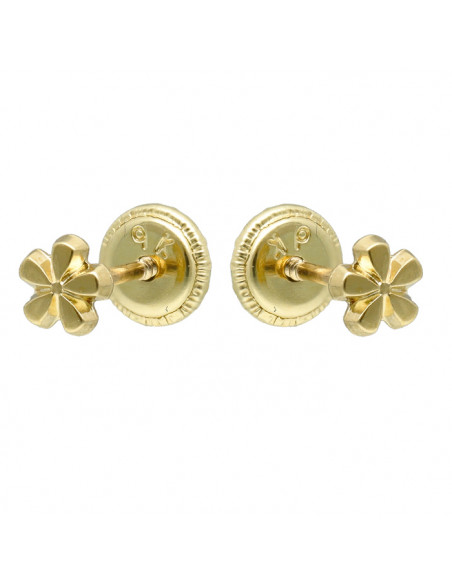 PENDIENTES EN ORO AMARILLO DE 9 QUILATES FLOR 5 PETALOS