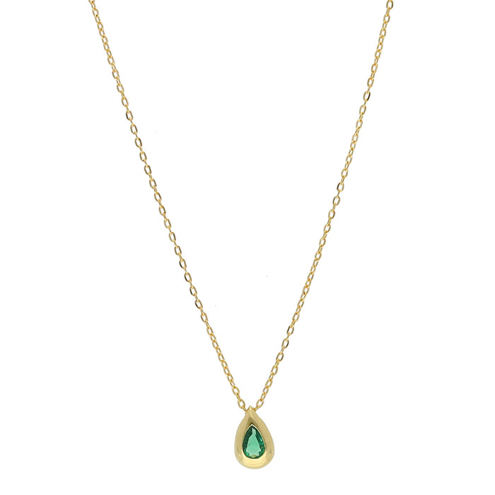 GARGANTILLA EN ORO DE 9 QUILATES GOTA VERDE