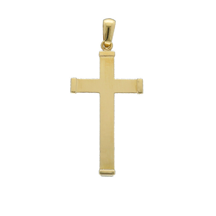 CRUZ EN ORO AMARILLO DE 9 QUILATES BRAZOS RECTOS MATE