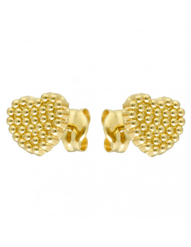 PENDIENTES EN ORO AMARILLO DE 18 QUILATES CORAZÓN BOLITAS