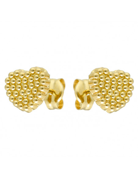 PENDIENTES EN ORO AMARILLO DE 18 QUILATES CORAZÓN BOLITAS