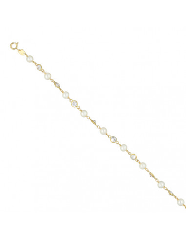 PULSERA ORO 18 QUILATES PERLA CIRCONITA CHATÓN