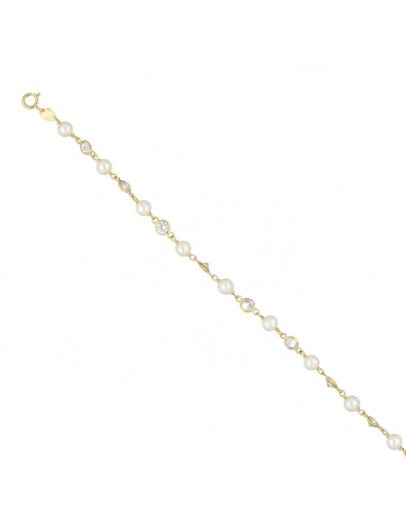 PULSERA ORO 18 QUILATES PERLA CIRCONITA CHATÓN