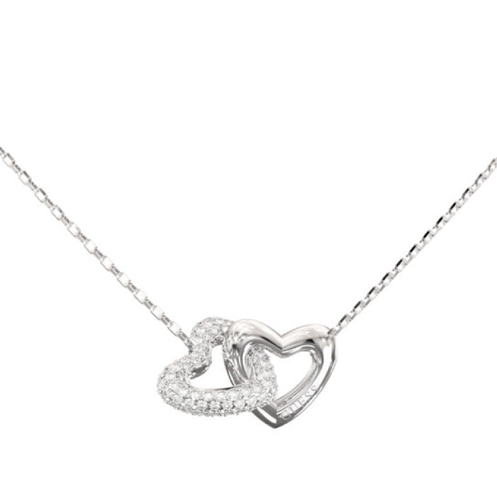 GARGANTILLA EN ACERO MUJER GUESS DOBLE CORAZÓN