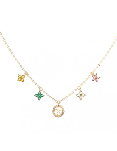 GARGANTILLA EN ACERO GUESS FLORES COLORES