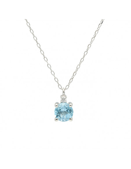 GARGANTILLA CON COLGANTE CON DIAMANTE Y AGUAMARINA