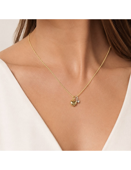 GARGANTILLA DE PLATA CON CORAZONES BICOLORES