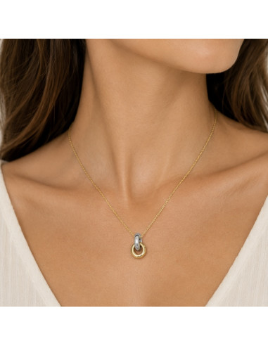 GARGANTILLA DE PLATA CON AROS BICOLORES