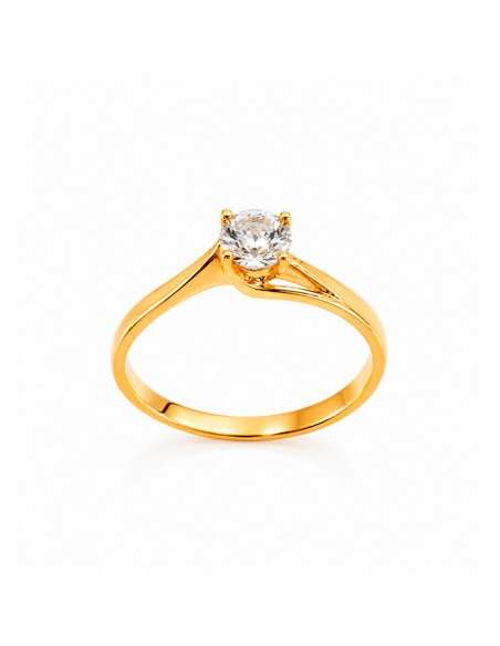 ANILLO EN ORO DE 9 QUILATES CON CIRCONITA SOLITARIO ENLAZADO