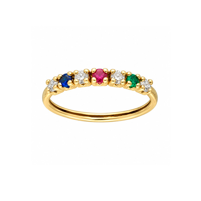 ANILLO ORO CIRCONITAS COLORES MONTADOS GARRA