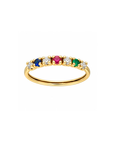 ANILLO ORO CIRCONITAS COLORES MONTADOS GARRA