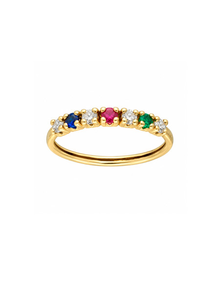 ANILLO ORO CIRCONITAS COLORES MONTADOS GARRA