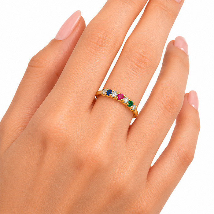 ANILLO ORO CIRCONITAS COLORES MONTADOS GARRA 2