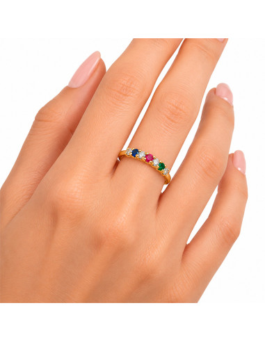 ANILLO ORO CIRCONITAS COLORES MONTADOS GARRA