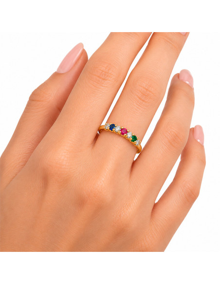 ANILLO ORO CIRCONITAS COLORES MONTADOS GARRA