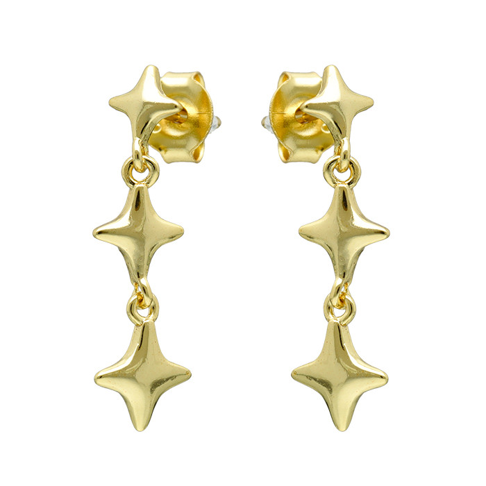 PENDIENTES EN PLATA LARGOS CON ESTRELLAS