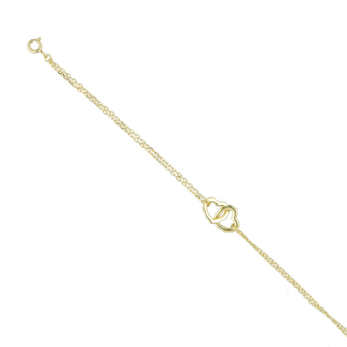 PULSERA EN PLATA DORADA CON FORMA DE CORAZONES CALADOS