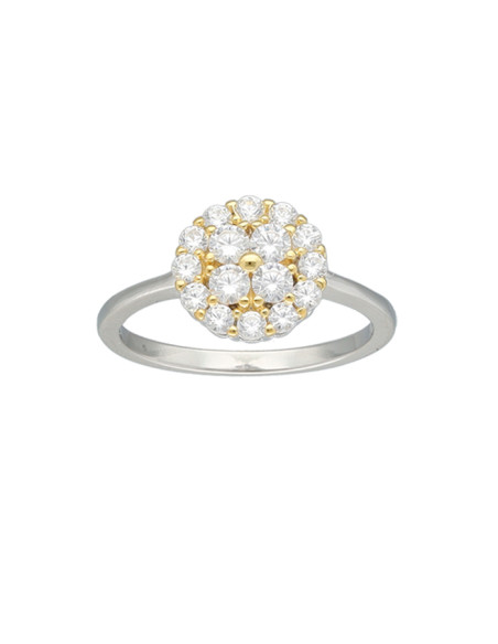 ANILLO EN PLATA CON CIRCONITAS Y ZONAS DORADAS