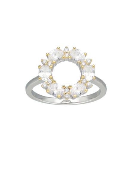 ANILLO EN PLATA CON CIRCONITAS REDONDO CALADO