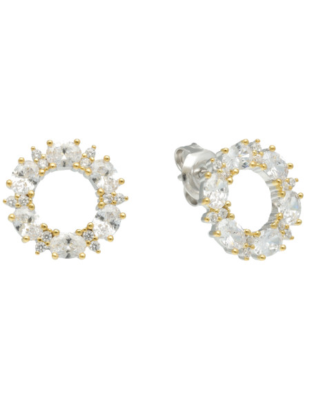 PENDIENTES EN PLATA CON CIRCONITAS REDONDO CALADO