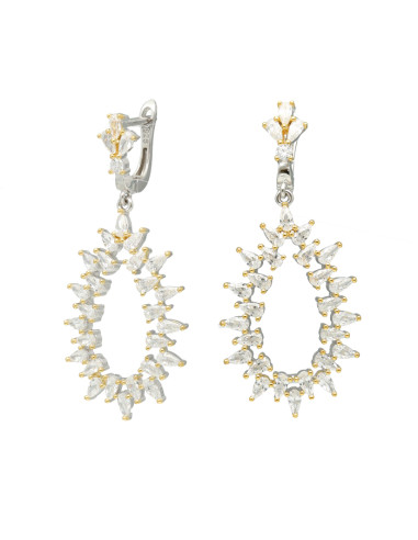 PENDIENTES LARGOS EN PLATA CON CIRCONITAS OVAL CALADO
