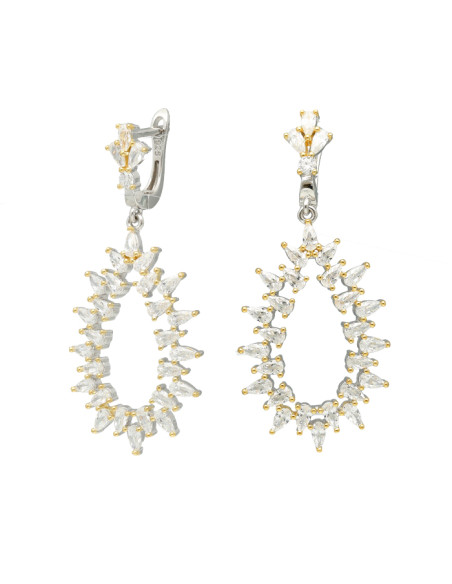PENDIENTES LARGOS EN PLATA CON CIRCONITAS OVAL CALADO